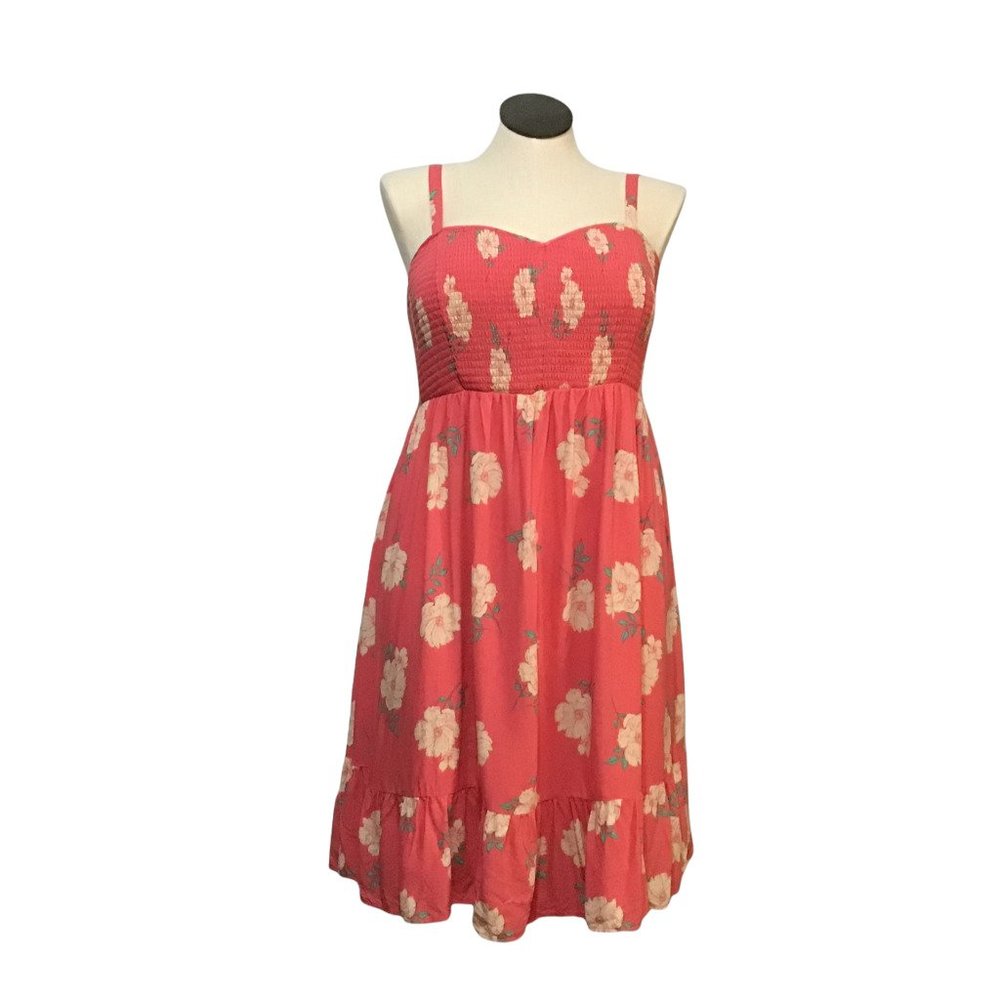 Torrid Women 2X Challis Strappy Floral Smocked Ruffled Sundress Orange White